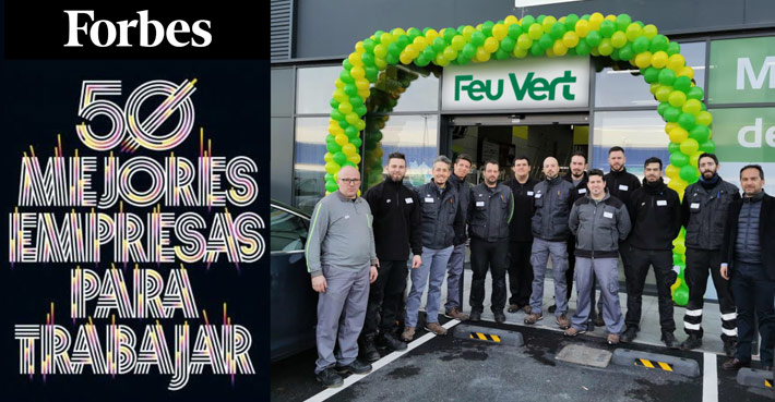 Feu Vert, única compañía del sector de la posventa y el mantenimiento de vehículos, en el Top 50 de mejores empresas para trabajar en España de Forbes  